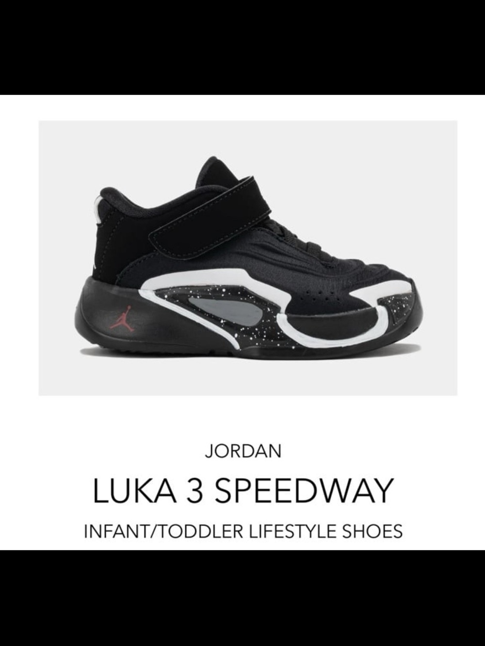 Air Jordan Luka 3 TD speedway  Toddler Sneakers in Black with White Accents